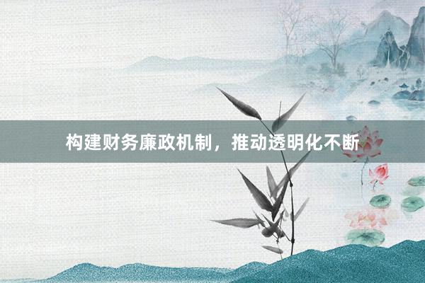 构建财务廉政机制，推动透明化不断